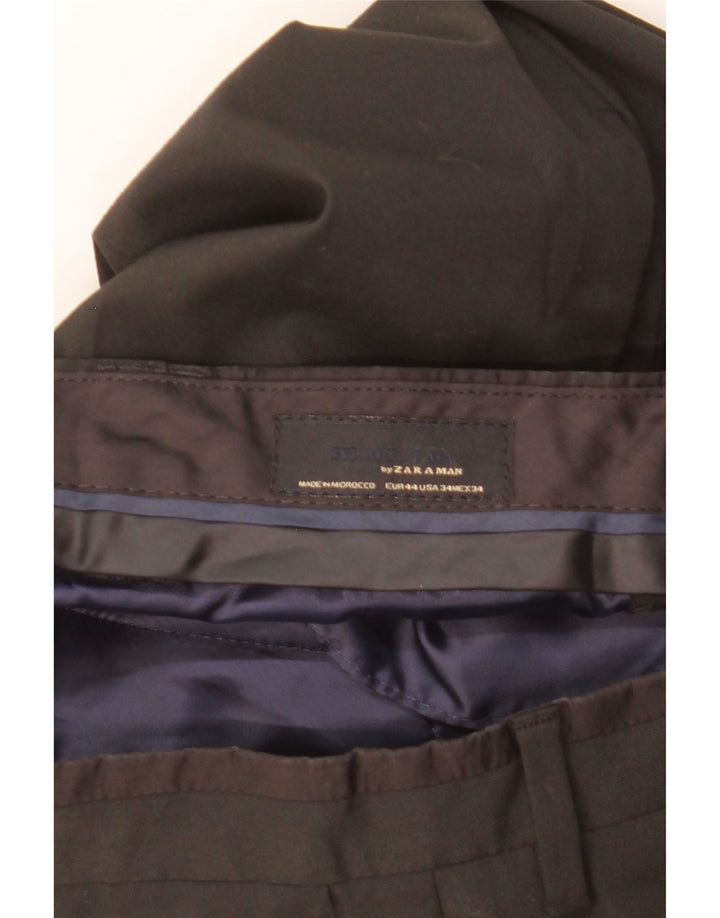 Zara Herre Lige Chinobukser EU 44 Large W34 L31 Sort Polyester