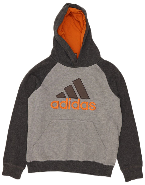 Adidas Grafisk hættetrøje til drenge 10-11 år Medium Grey Colourblock