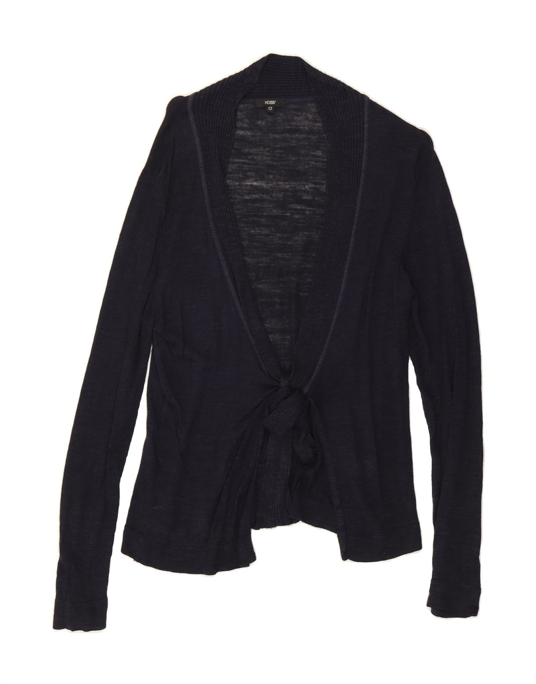 HOBBS Womens Front Tie Cardigan Sweater UK 12 Medium Navy Blue Flecked Vintage Hobbs and Second-Hand Hobbs from Messina Hembry 