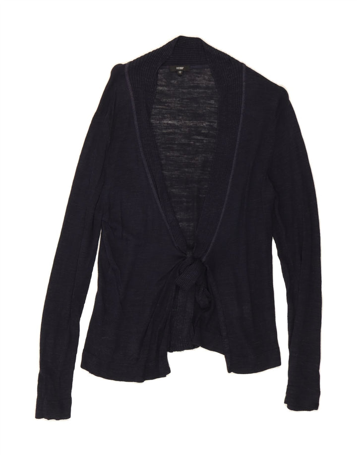 HOBBS Womens Front Tie Cardigan Sweater UK 12 Medium Navy Blue Flecked Vintage Hobbs and Second-Hand Hobbs from Messina Hembry 