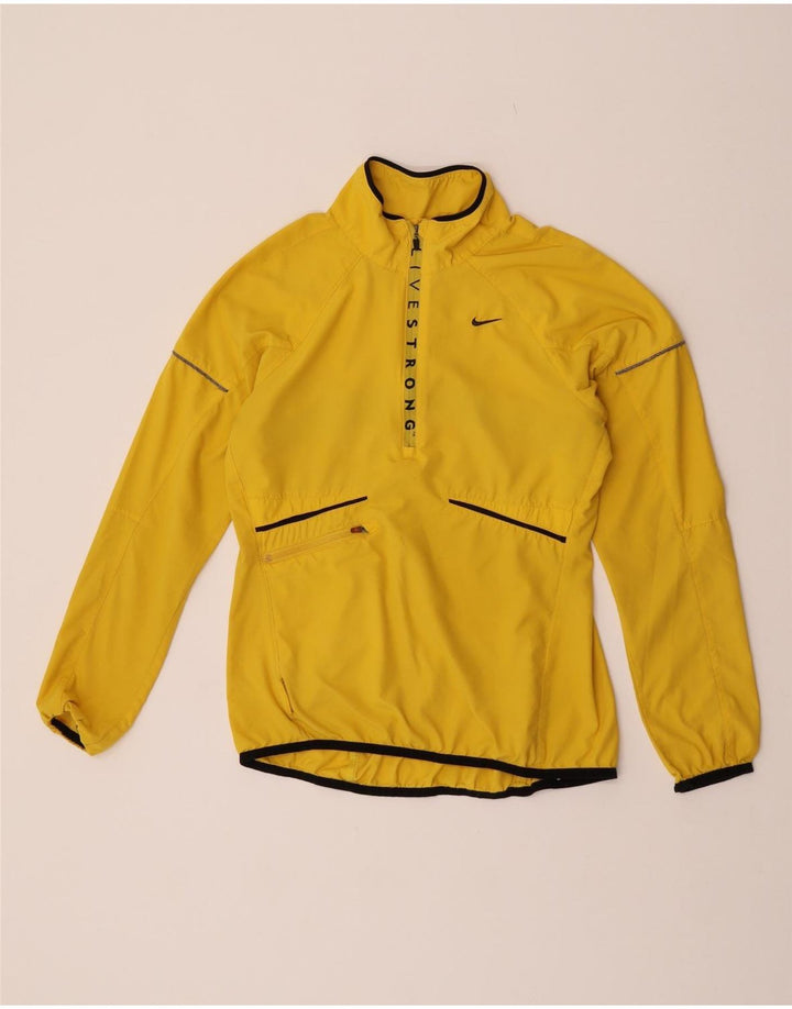 Nike Dame Grafisk Zip Neck Pullover Træningsdragt Top UK 10 Lille Gul