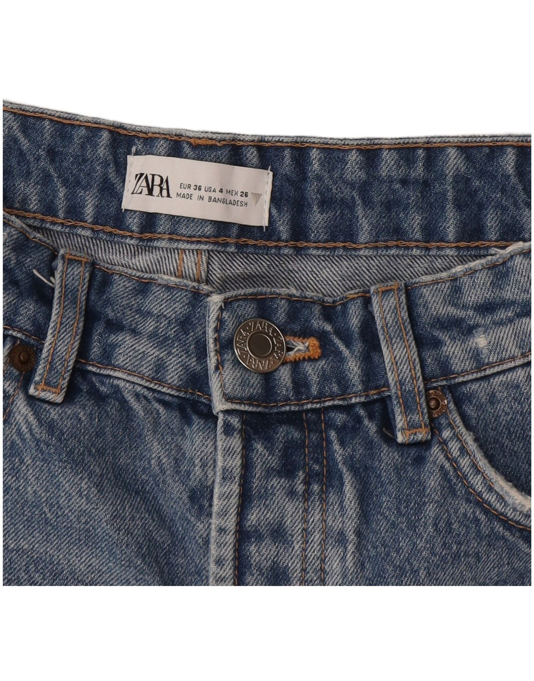 Zara Dame Denim Shorts EU 36 XS W26 Blå
