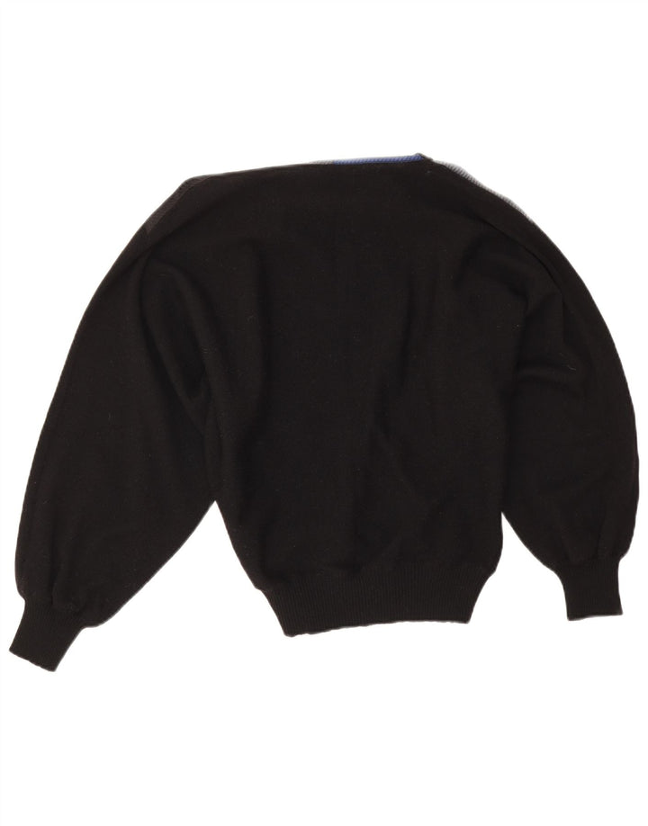 Vintage Dame Boat Neck Jumper Sweater IT 42 Medium Black Colourblock