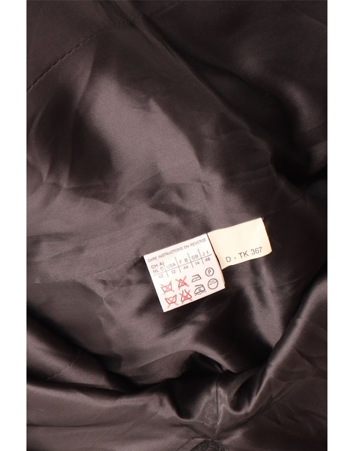 MARELLA Dame Dobbeltradet Frakke UK 14 Stor Grå Virgin Wool