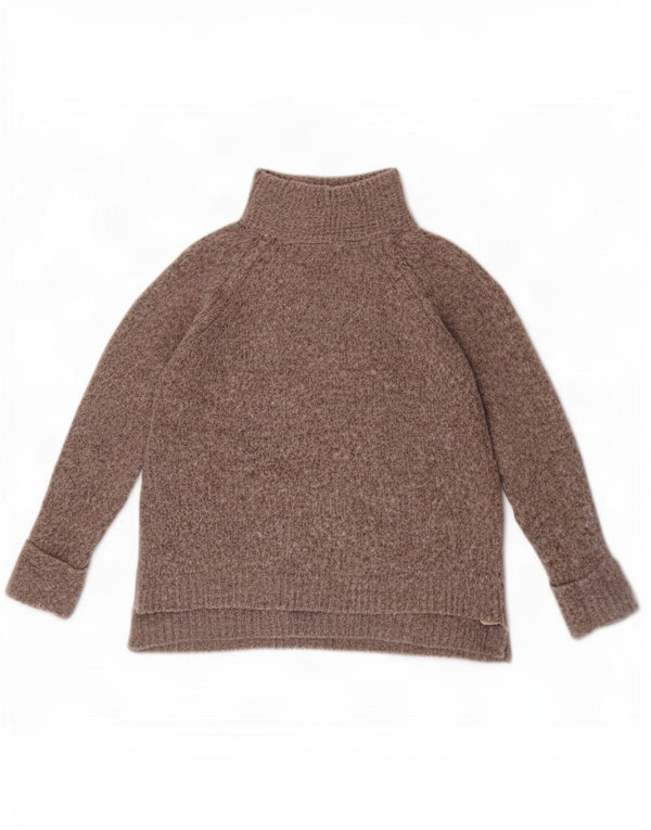 Massimo Dutti Dame Turtle Neck Jumper Sweater UK 18 XL Brun Uld