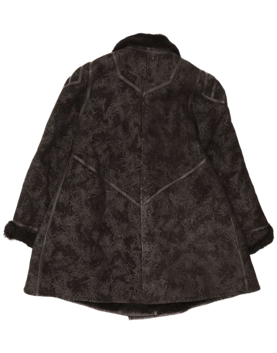 Vintage Dame Shearling Coat IT 44 Medium Black Floral Shearling
