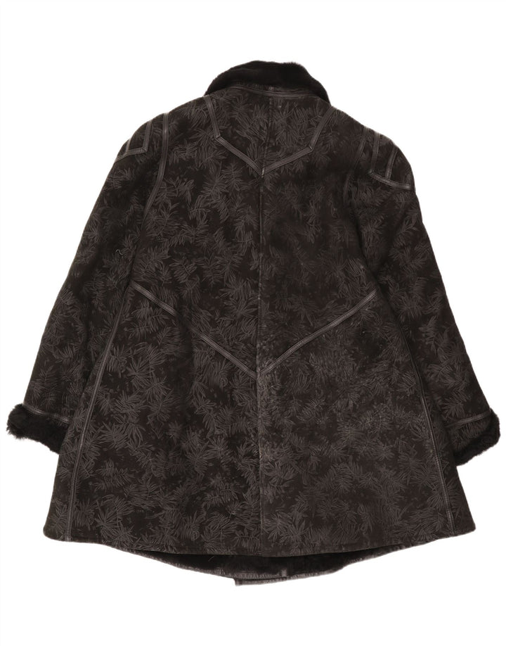 Vintage Dame Shearling Coat IT 44 Medium Black Floral Shearling