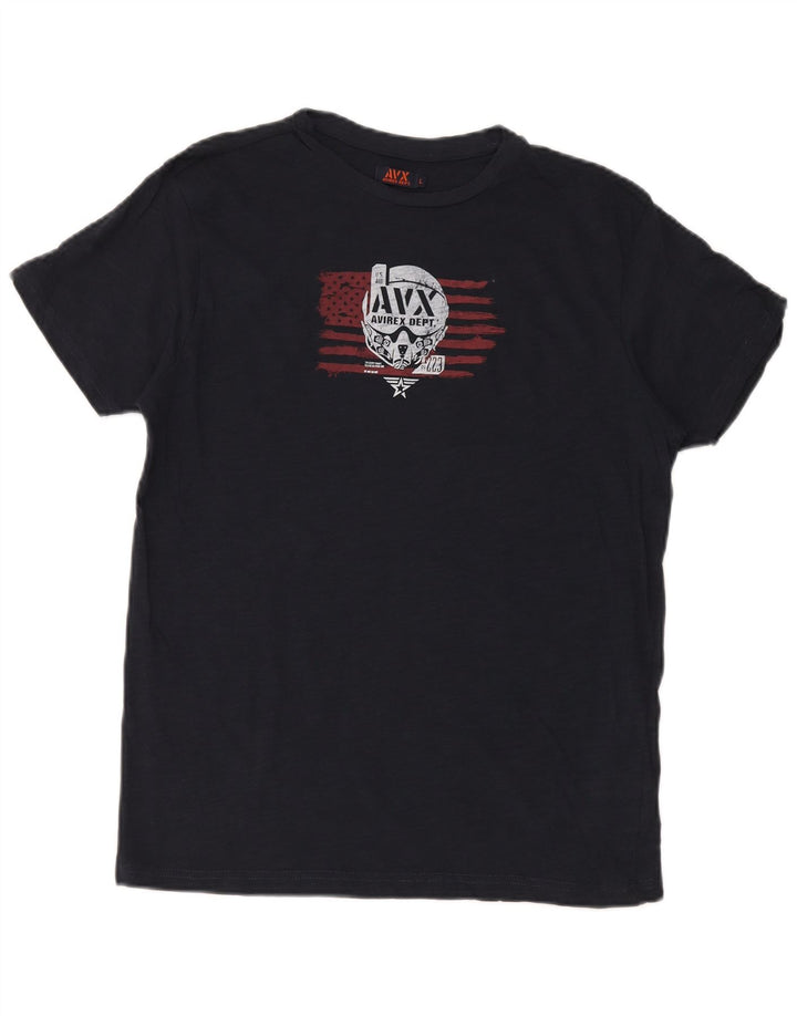 Avirex Herre grafisk T-shirt Top Stor marineblå bomuld