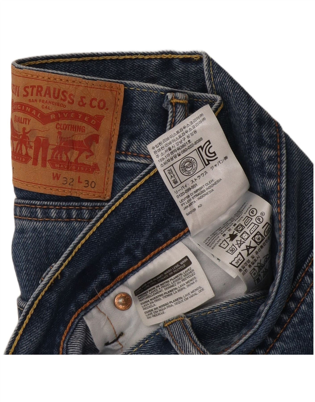 Levi's Herre 751 Cropped Straight Jeans W32 L24 Blå Bomuld