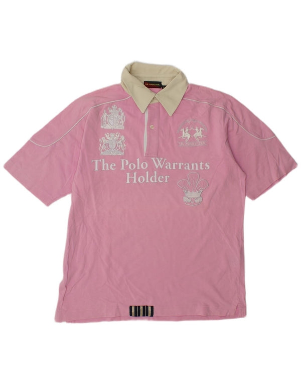 La Martina Herre Grafisk Rugby Polo Shirt Stor Pink Bomuld