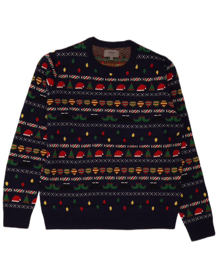 Marks & Spencer Herretrøjetrøje med rund hals mellem marineblå jul