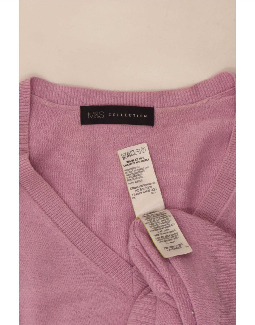 Marks & Spencer Dame V-hals sweater UK 12 Medium Lilla Akryl