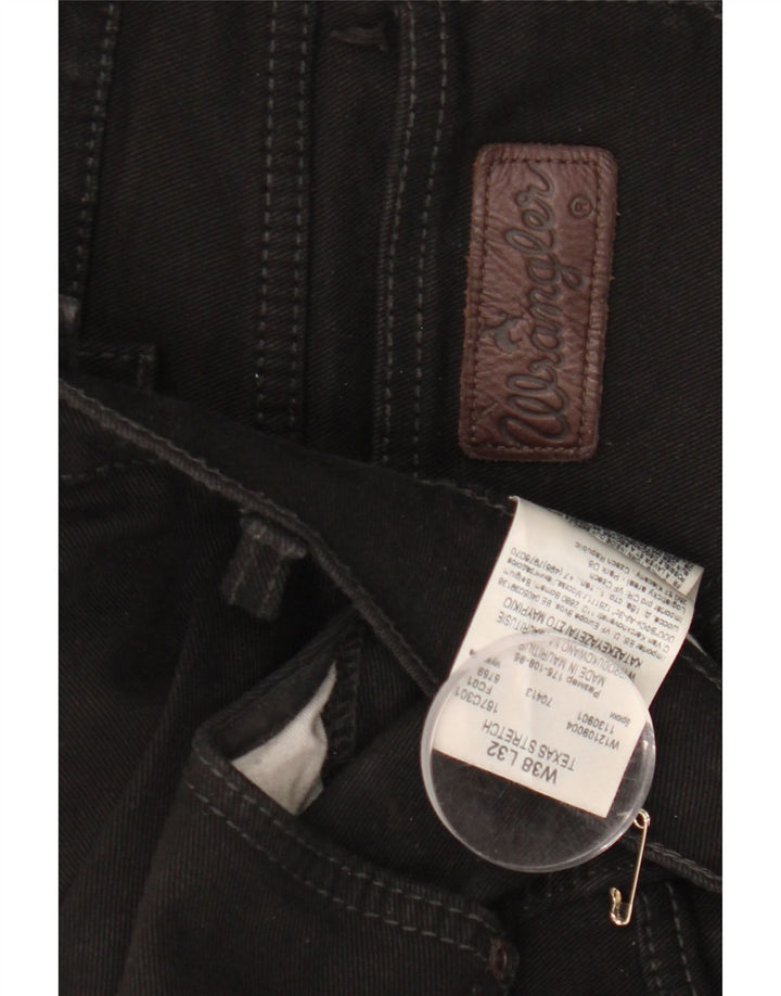 WRANGLER Herre Texas Stretch Straight Jeans W38 L32 Sort Bomuld