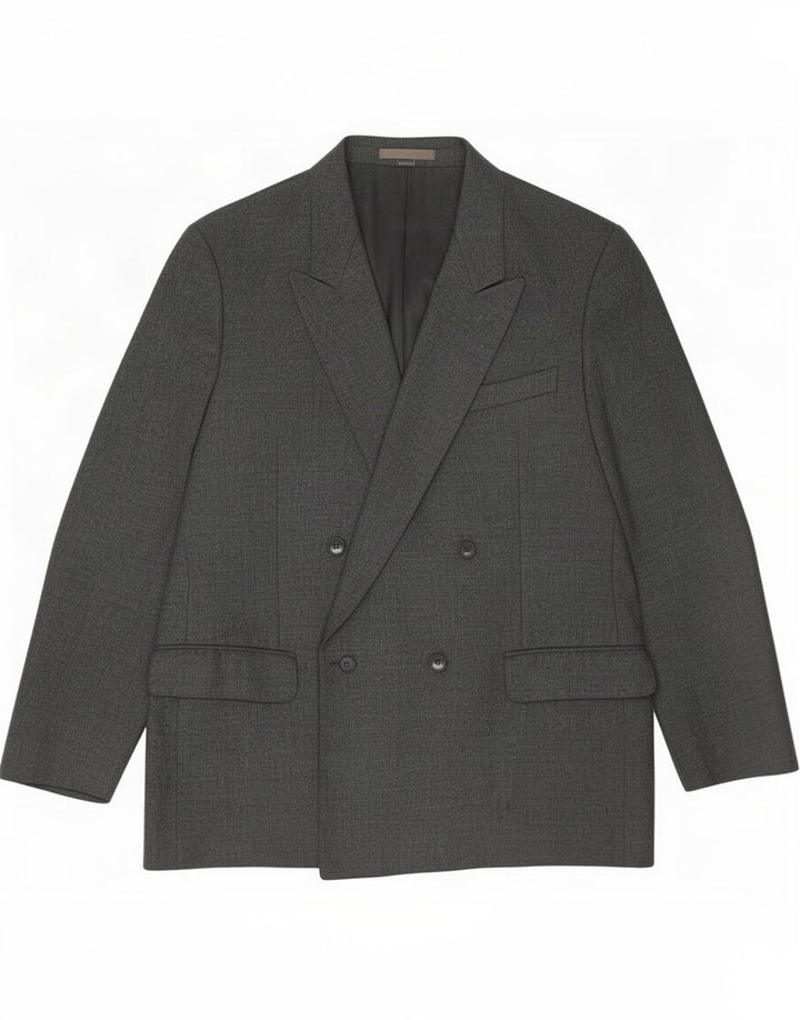 Vintage Herre Dobbeltradet Blazer Jacket IT 54 2XL Grå Virgin Wool