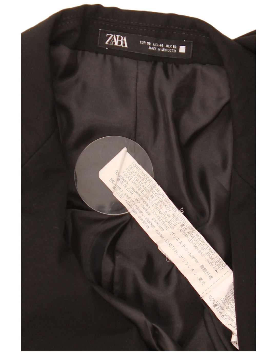 Zara Herre 2-knaps blazerjakke EU 50 Medium Sort Polyester