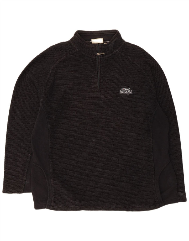 Weird Fish Herre Zip Neck Sweatshirt Jumper XL Sort Bomuld