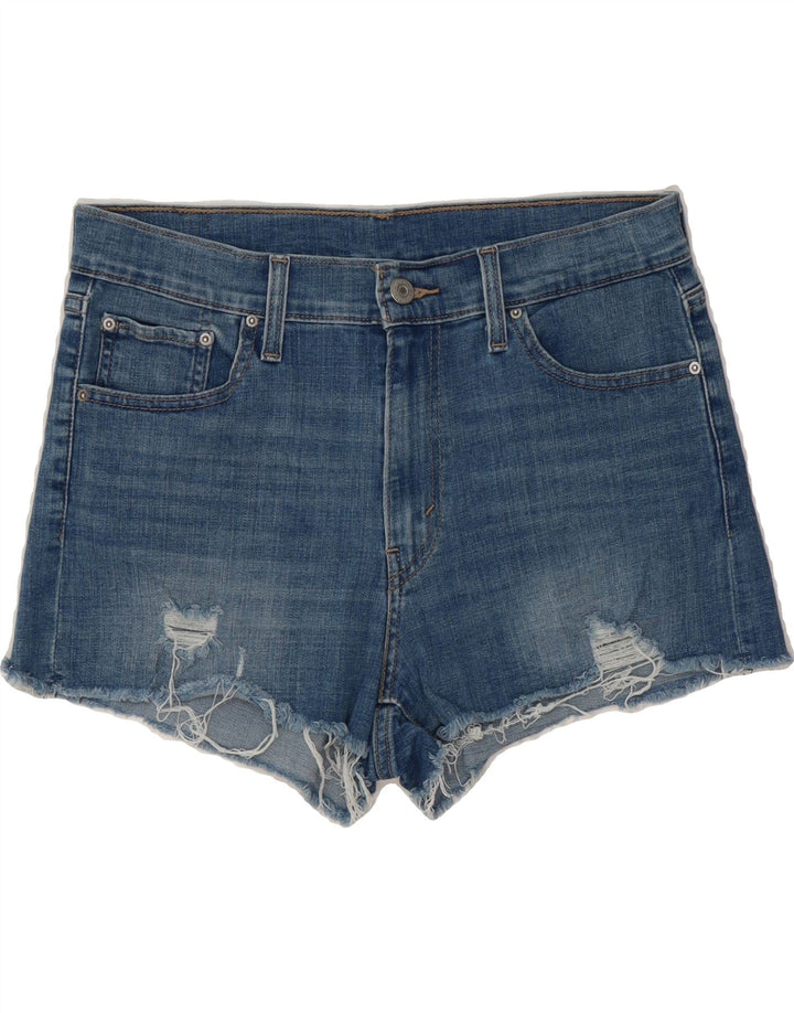 LEVI'S Womens Distressed Denim Shorts W30 Medium Blue Cotton Vintage Levi's and Second-Hand Levi's from Messina Hembry 