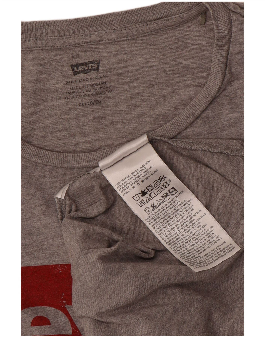 Levi's Herre grafisk T-shirt Top XL Grå Bomuld