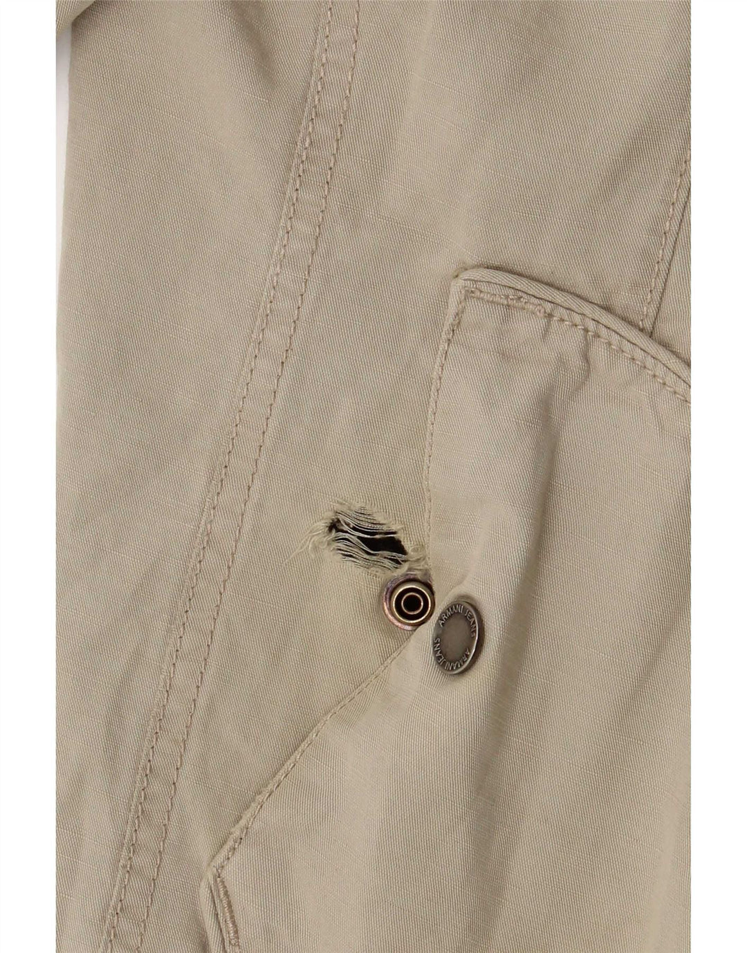 Armani Jeans Herre hættebomberjakke EU 50 Medium Beige Bomuld