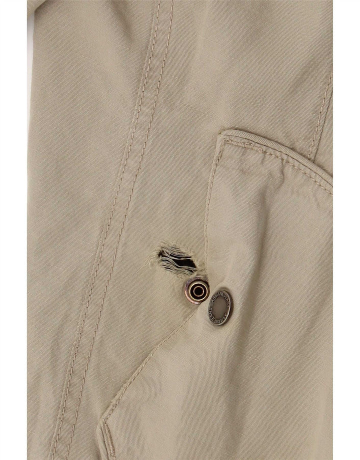 Armani Jeans Herre hættebomberjakke EU 50 Medium Beige Bomuld