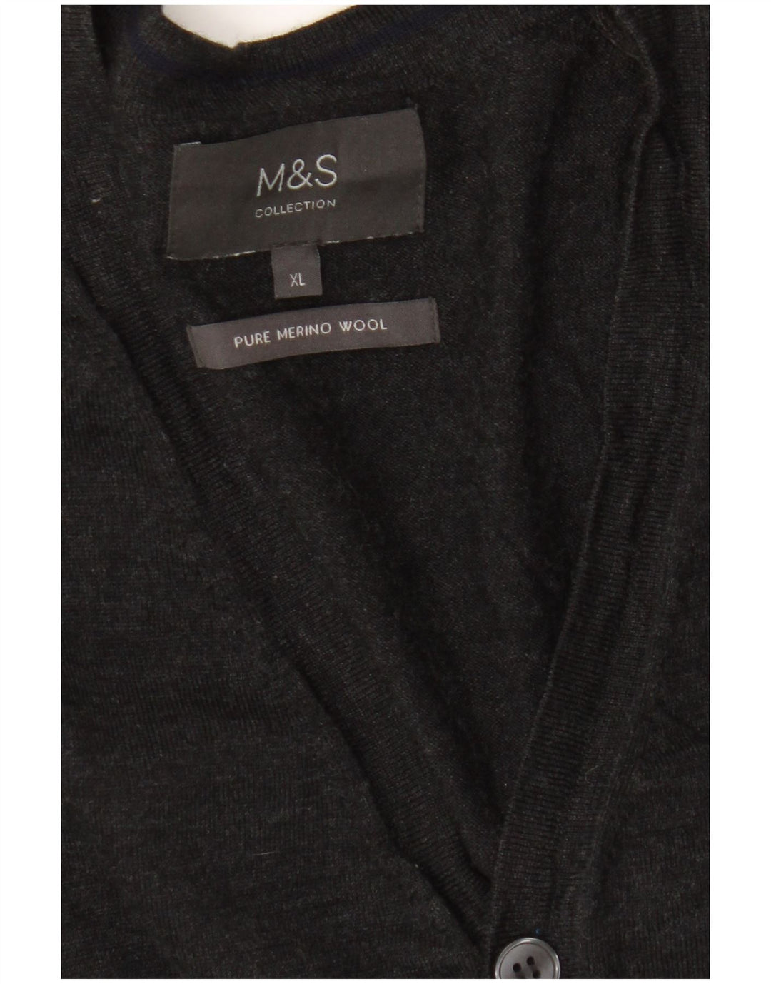 Marks & Spencer Herre Cardigan Sweater XL Grå Merinould