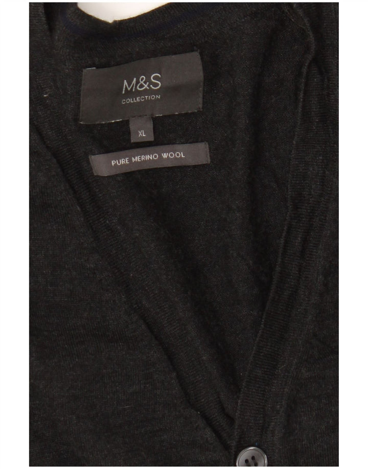 Marks & Spencer Herre Cardigan Sweater XL Grå Merinould