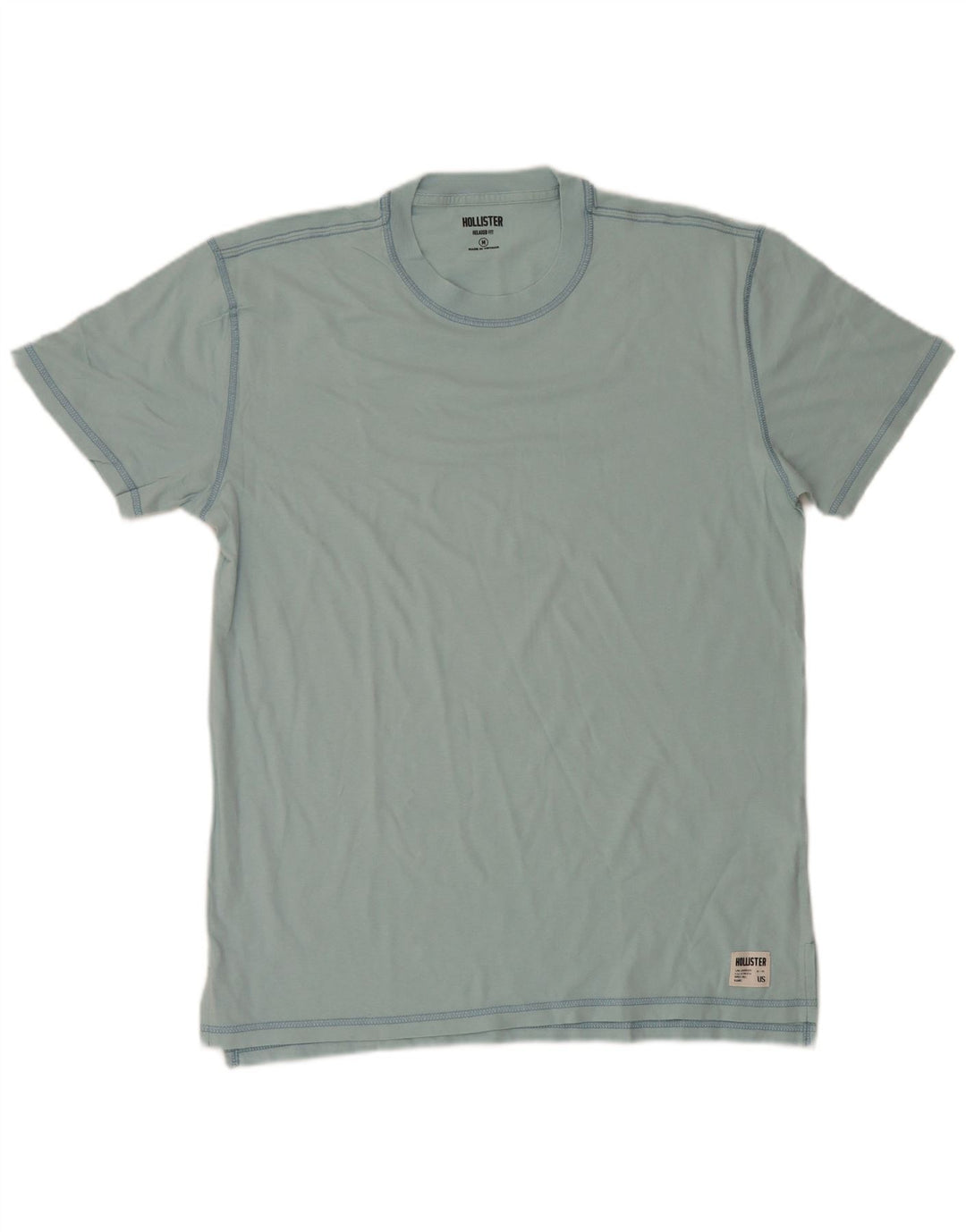 Hollister Herre T-Shirt Top Medium Blå Bomuld