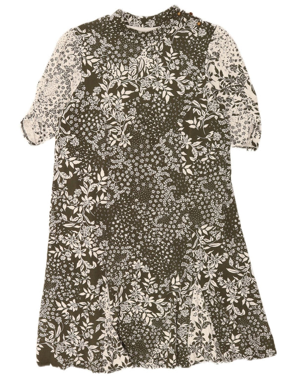 Phase Eight Dame A-Line Kjole UK 14 Large Green Floral Viscose