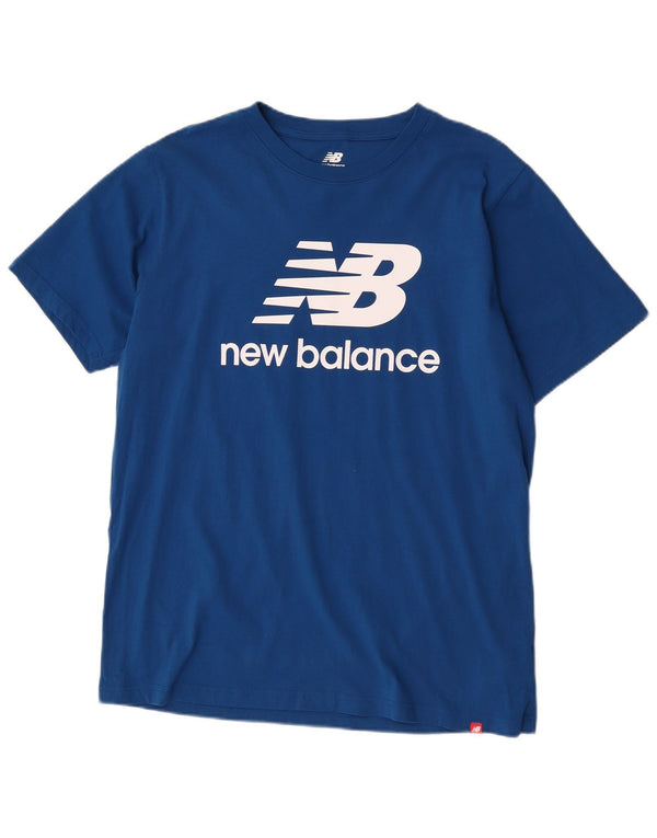 New Balance Herre Grafisk T-Shirt Top XL Blå Bomuld