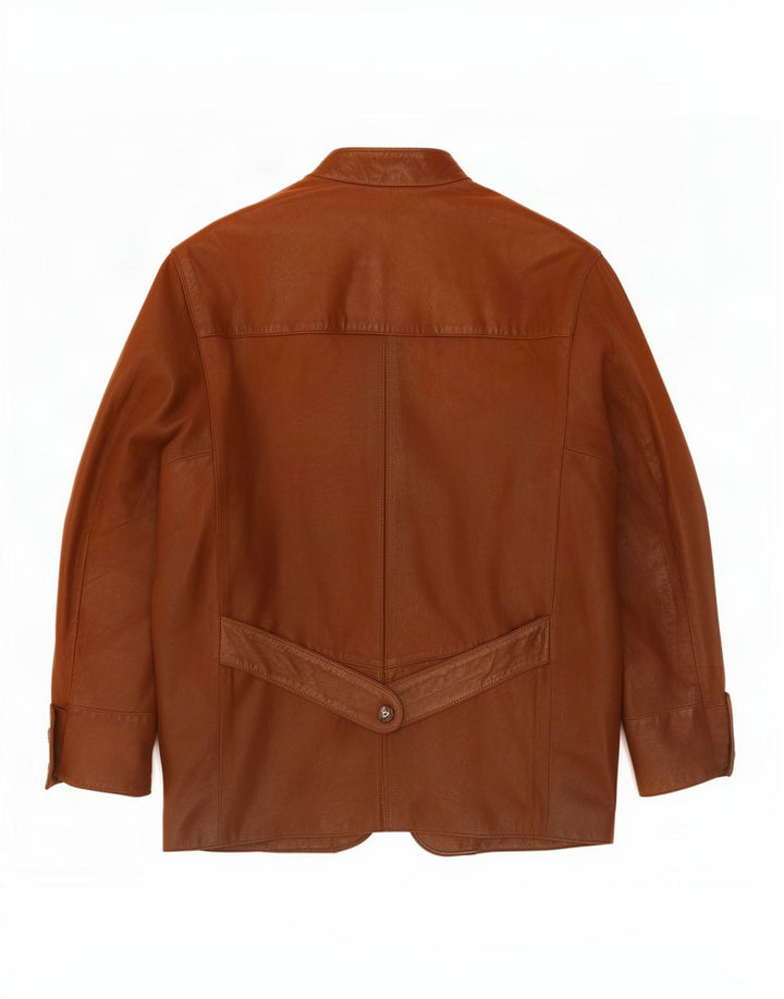 Striwa Herre 1 Knap Læder Blazer Jakke UK 40 Stor Brun