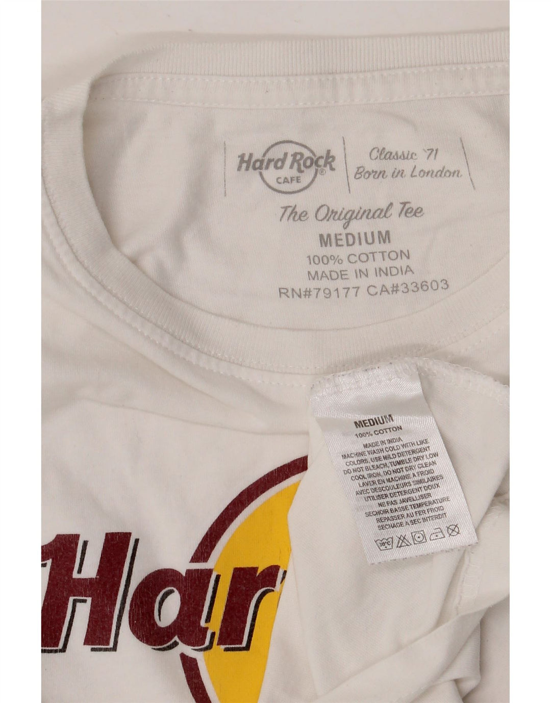 Hard Rock Cafe Dame Florence Grafisk T-Shirt Top UK 12 Medium White