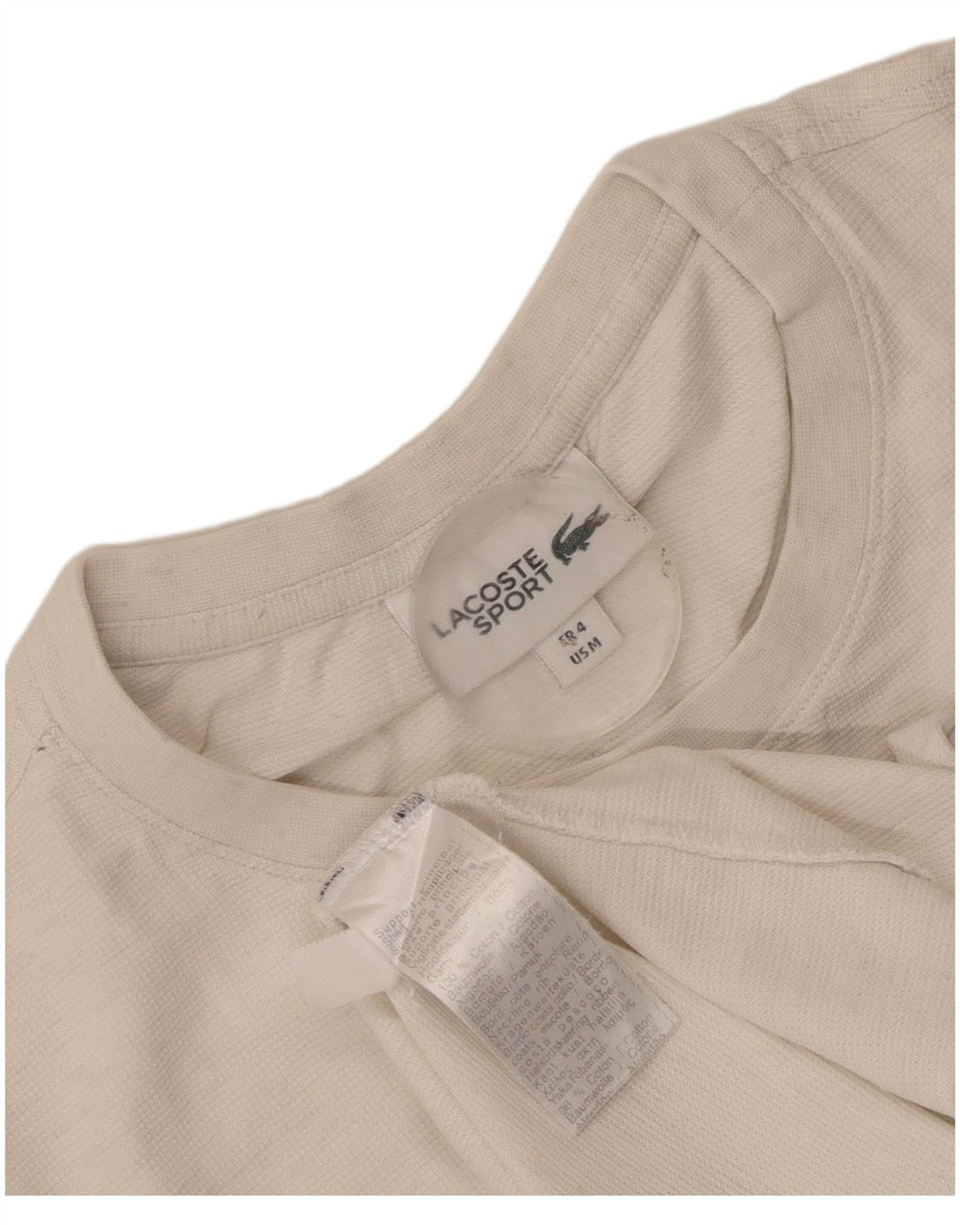 Lacoste Herre T-Shirt Top Størrelse 4 Medium Hvid Bomuld