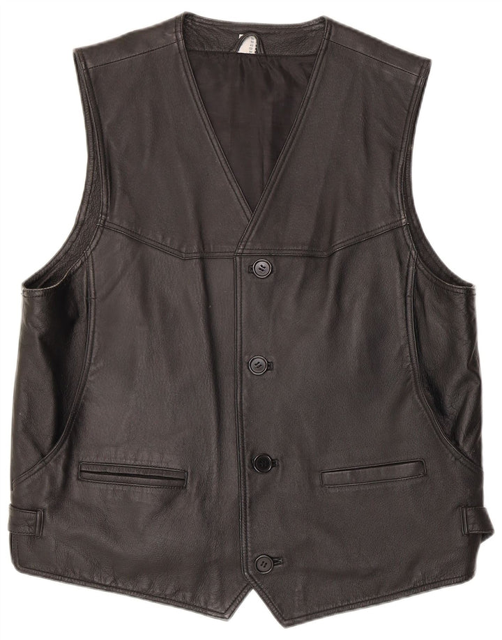 Vintage herre læder vest mellem sort læder