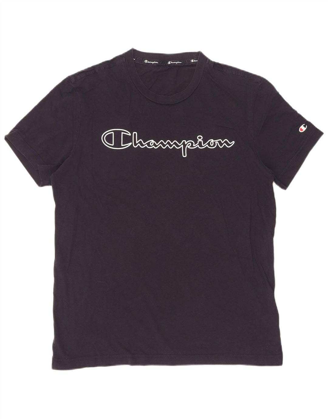Champion Herre grafisk T-shirt Top Medium Marineblå Bomuld