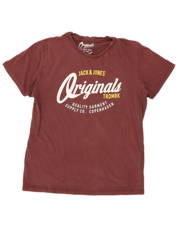 Jack & Jones Herre grafisk T-shirt Top Medium Bourgogne bomuld