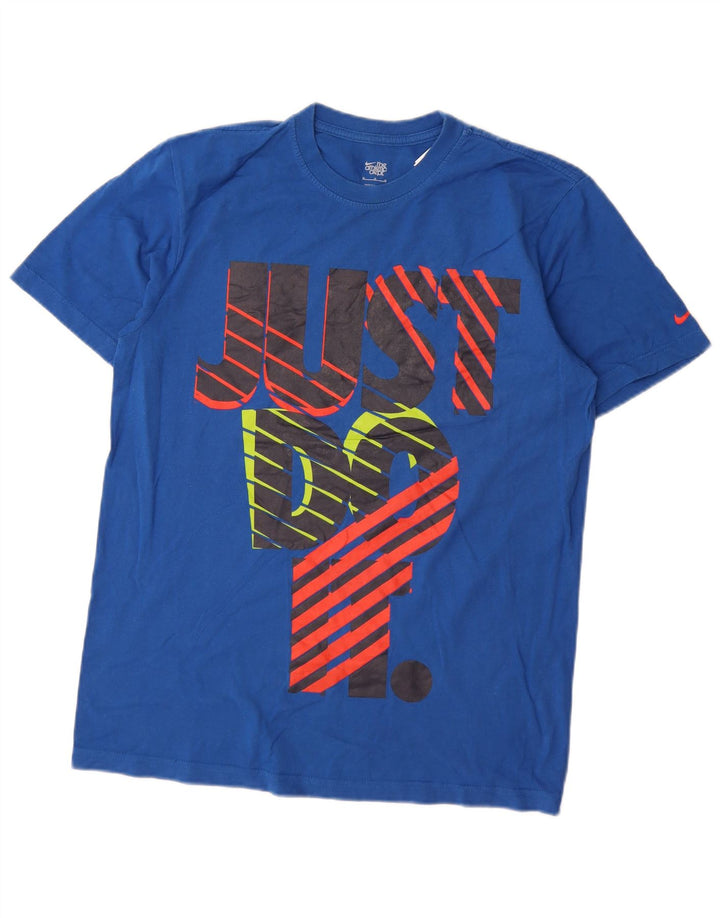 Nike Herre grafisk T-shirt Top Medium Blue Bomuld