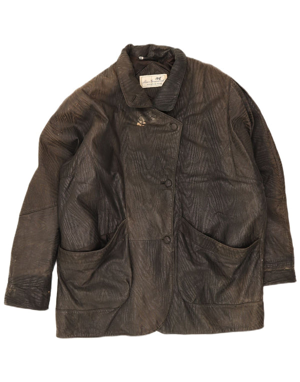 Vintage læderjakke til kvinder UK 18 XL Sort