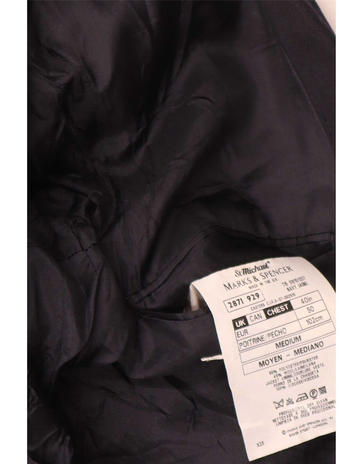 Marks & Spencer Herre Double Breasted Blazer Jacket UK 40 Medium Navy Blue
