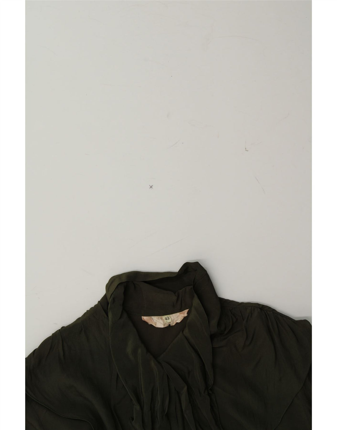 VINTAGE Womens Front Tie Shirt Blouse IT 42 Medium Khaki Vintage Vintage and Second-Hand Vintage from Messina Hembry 