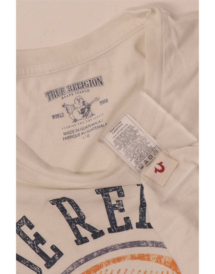 True Religion Herre grafisk T-shirt Top Stor hvid bomuld