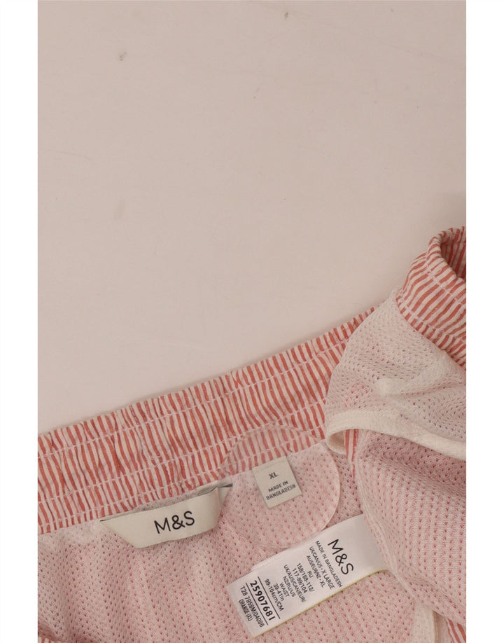 MARKS & SPENCER Badeshorts til mænd XL Rød nålestribet bomuld