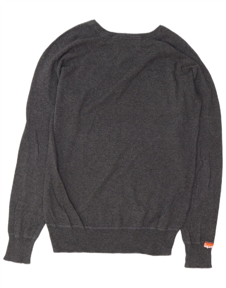SUPERDRY Dame V-hals sweater UK 16 Stor grå bomuld
