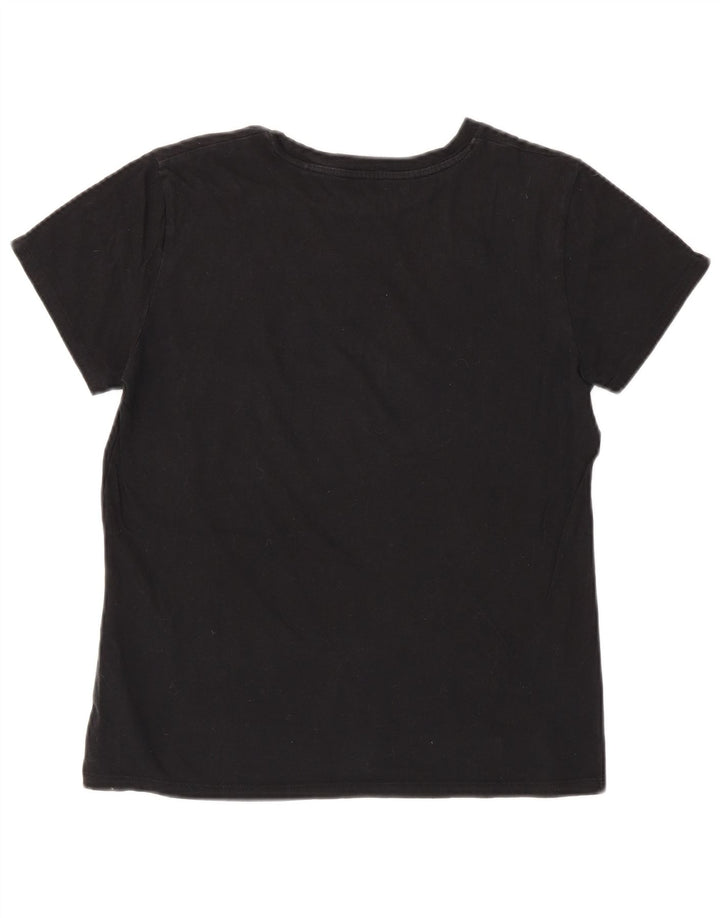 LEVI'S Dame Grafisk T-Shirt Top UK 14 Medium Sort Bomuld