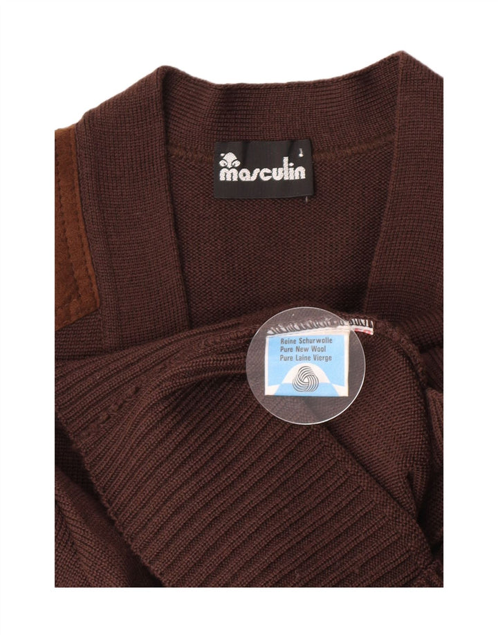 Masculin Herre Cardigan Sweater Lille Brun Ny Uld