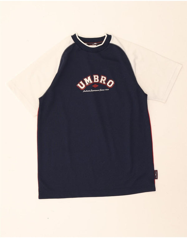 Umbro Boys Grafisk T-Shirt Top 12-13 år XL Navy Blue Colourblock