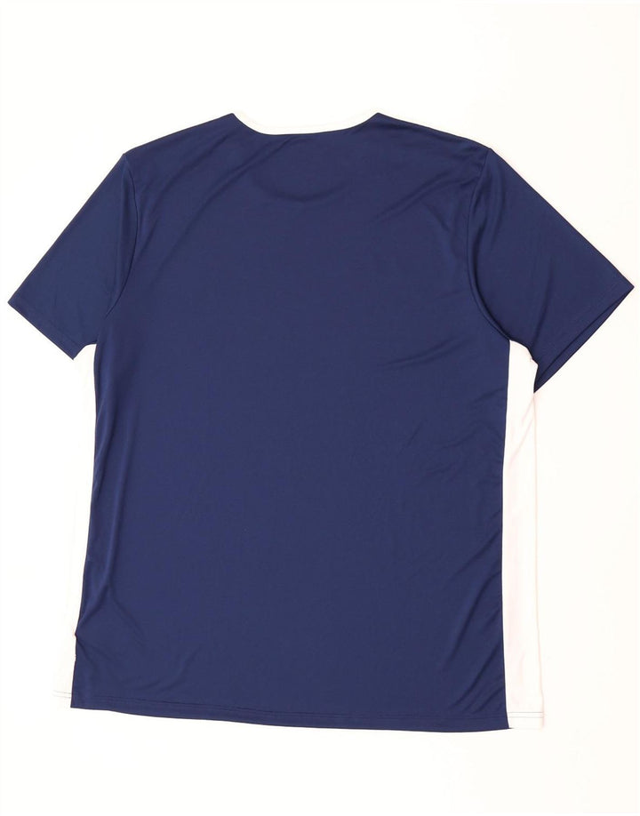 Adidas Herre Climalite T-Shirt Top 2XL Marineblå Colourblock Polyester