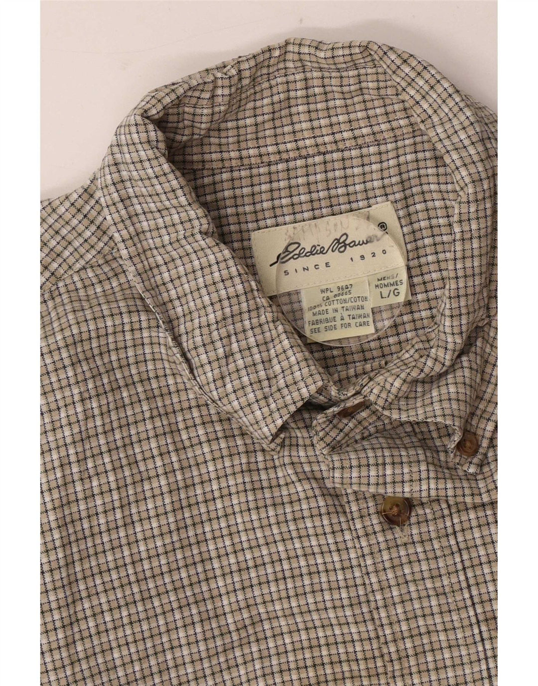 Eddie Bauer Herreskjorte Stor brun Gingham Bomuld