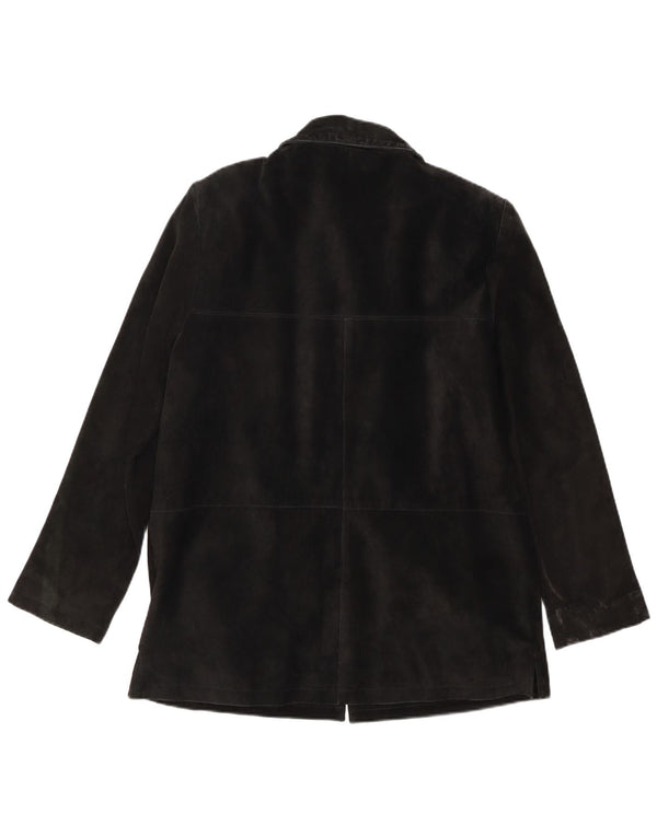 Vintage dame ruskind 3-knaps blazerjakke mellem sort læder