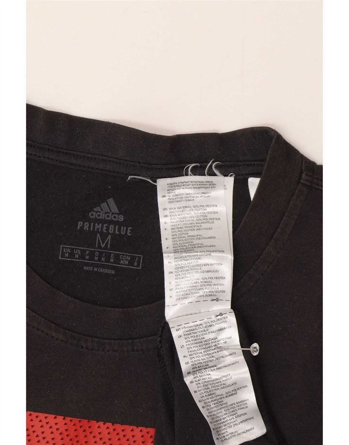 Adidas Grafisk T-shirt top mellem sort polyester til mænd