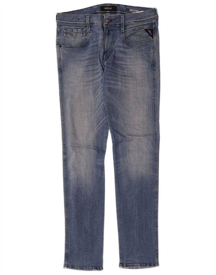 Replay Dame Anbass Slim Jeans W32 L32 Blå Polyester